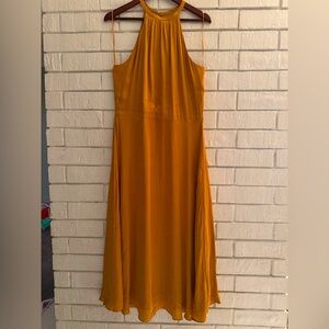 BR mustard color silk (synthetic) midi dress size 12 Tall